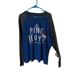 Pink Floyd Long Sleeve Blue and Grey Baseball Style Pull Over Size 2XL